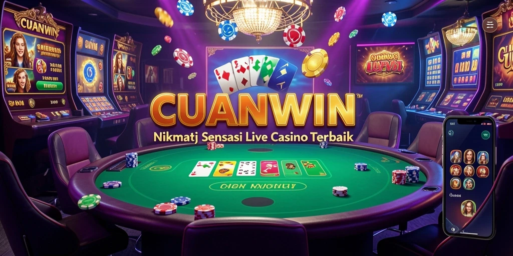 Tampilan utama CUANWIN dengan dealer langsung siap memberikan pengalaman kasino terbaik.