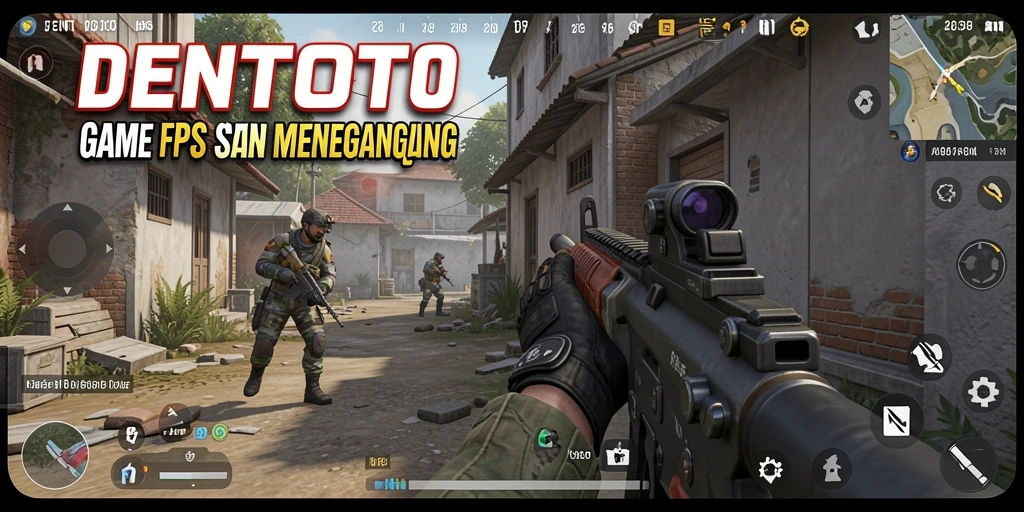 Tampilan gameplay DENTOTO dengan aksi menembak yang intens.