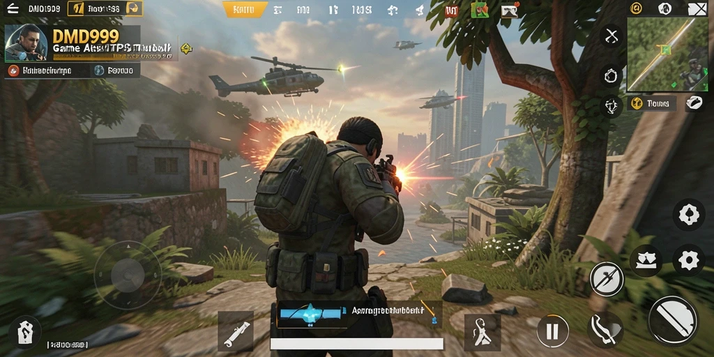 Screenshot utama DMD999 menampilkan aksi mendebarkan dari gameplay TPS.