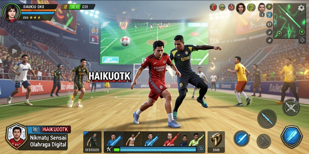 Screenshot gameplay HAIKUOTK menunjukkan pertandingan seru dan dinamis.