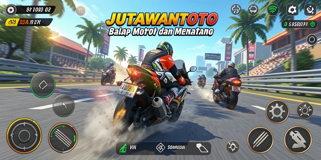 Tangkapan layar gameplay JUTAWANTOTO yang menampilkan aksi balapan seru.