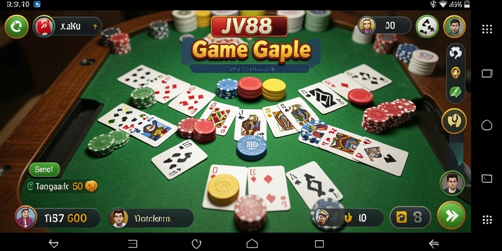 Screenshot utama JV88 menampilkan momen seru bermain Gaple.
