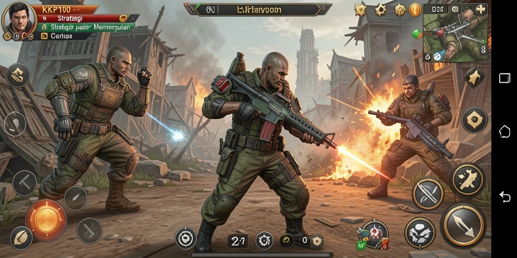 Screenshot gameplay KPK100 dengan aksi strategis yang mendebarkan.