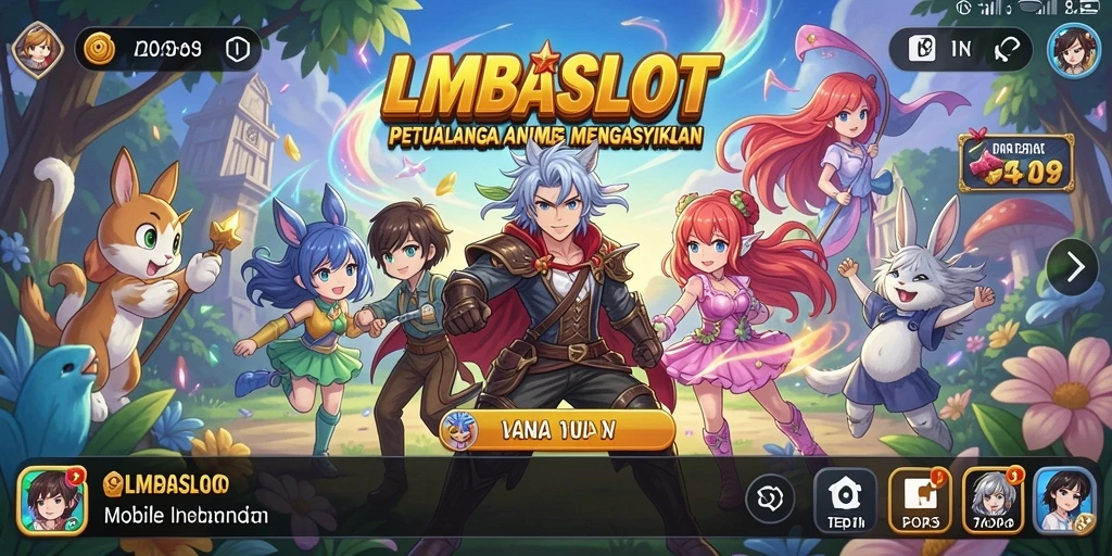 Screenshot gameplay LMBASLOT dengan karakter anime yang menarik.