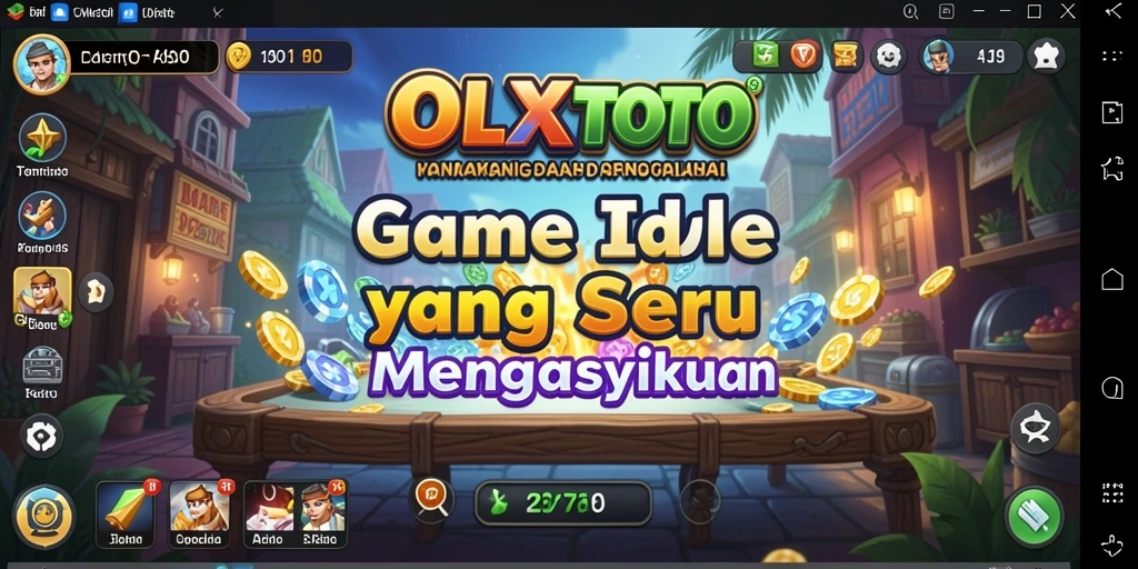 Tampilan screenshot OLXTOTO menunjukkan karakter yang sedang mengumpulkan sumber daya dalam mode idle.