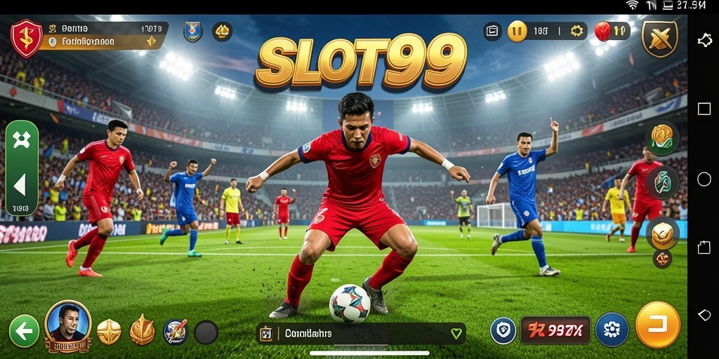 Screenshot utama SLOT99 menampilkan aksi seru permainan olahraga.