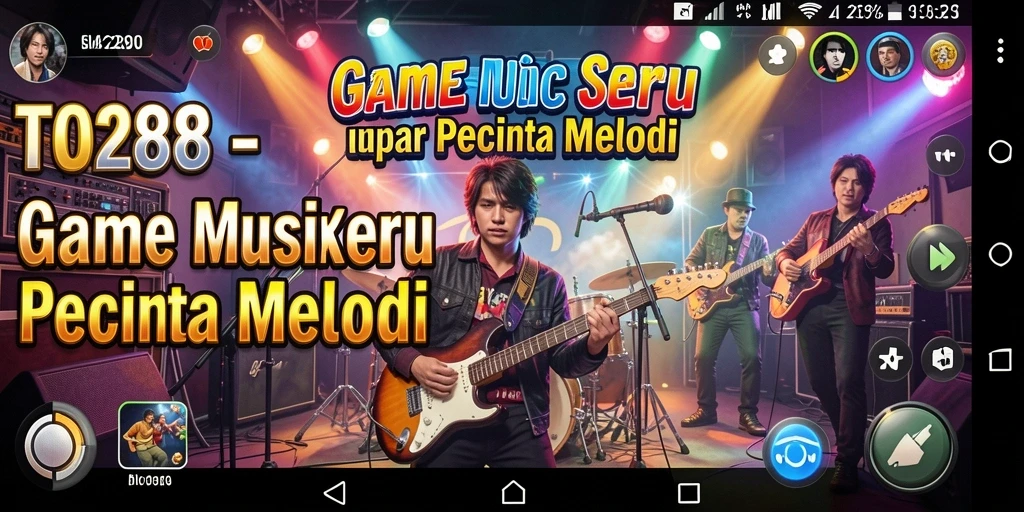 Screenshot TO288 menunjukkan gameplay interaktif dengan musik.