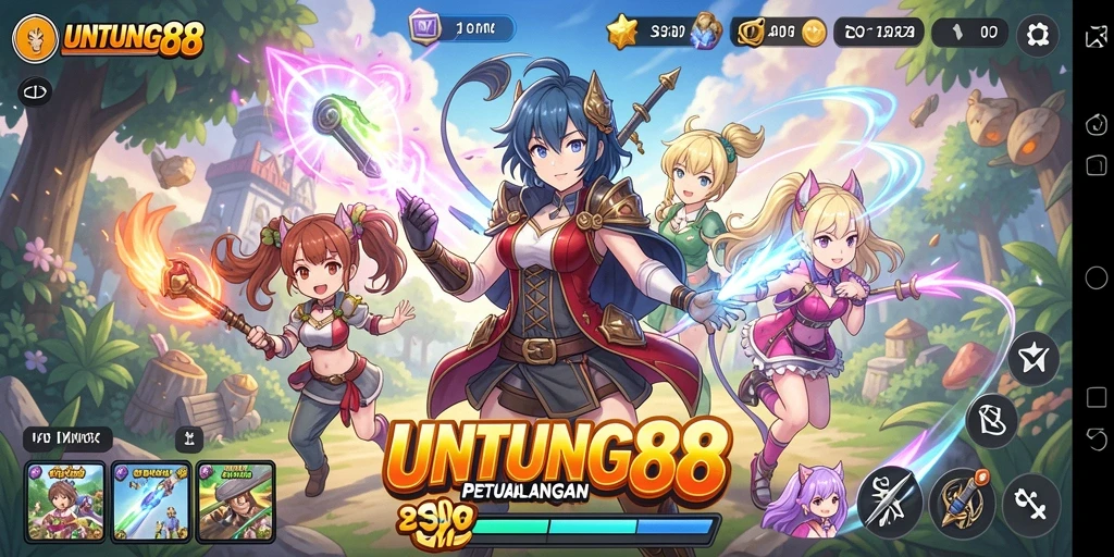 Tangkapan layar UNTUNG88 menampilkan aksi seru dalam pertempuran Anime.