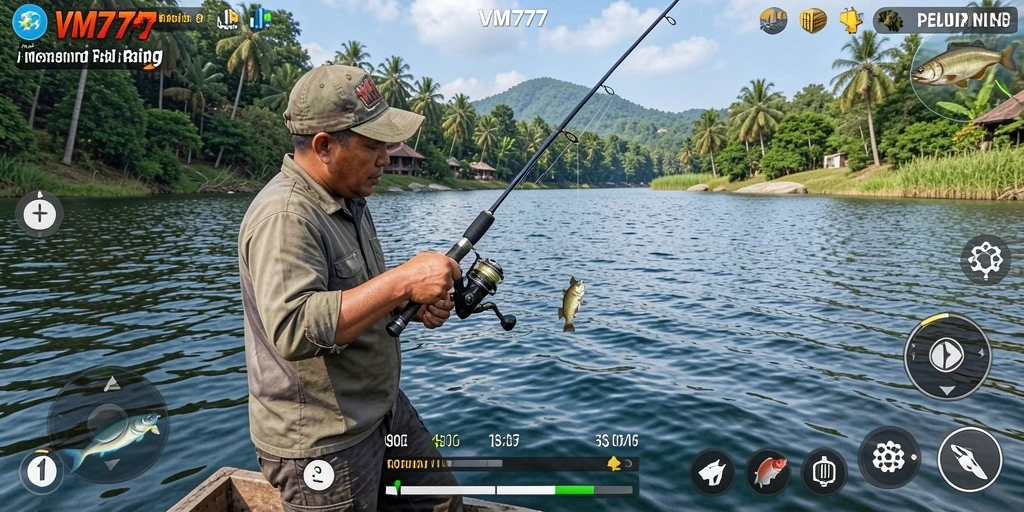 Screenshot gameplay VM777 menunjukkan pengalaman memancing yang seru dan grafis yang menakjubkan.