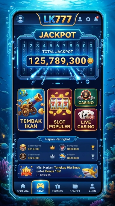 Tampilan utama aplikasi lk777 di perangkat Android.